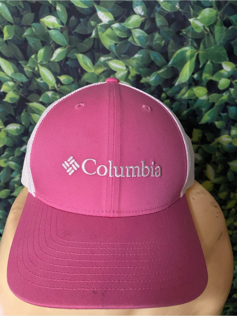 Columbia Hot Pink and White Mesh Trucker Cap
